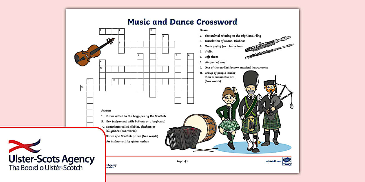 FREE Ulster Scots Music and Dance Crossword Cultural Traditions