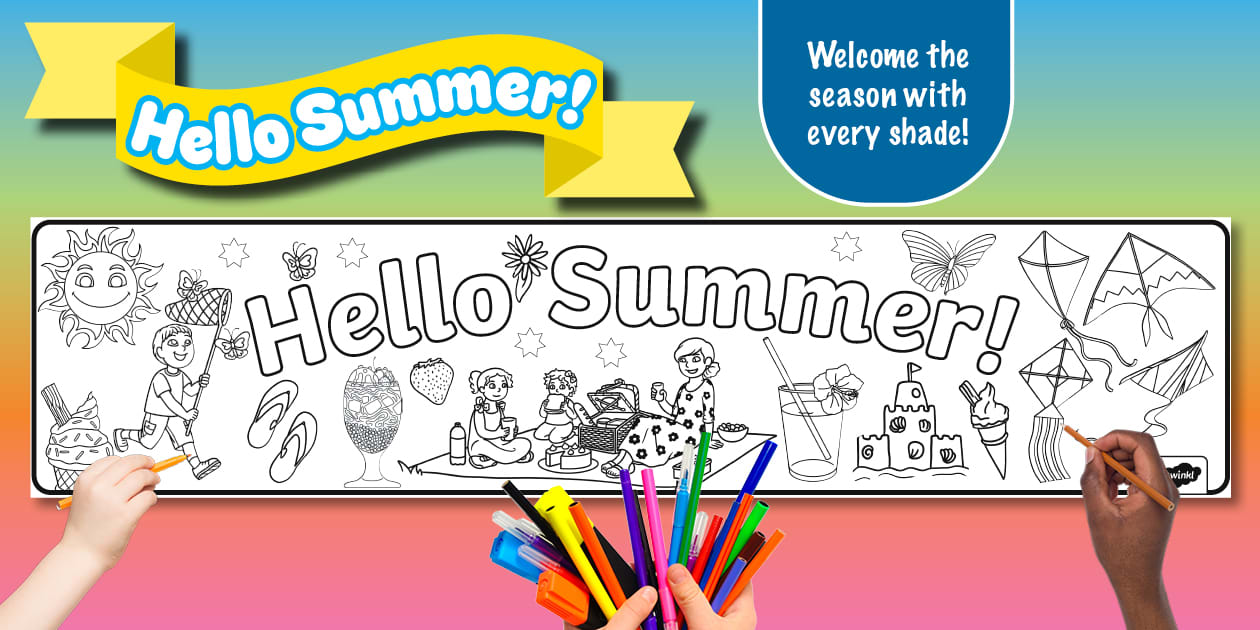 * NEW * Hello Summer Collaborative Colouring Display Banner