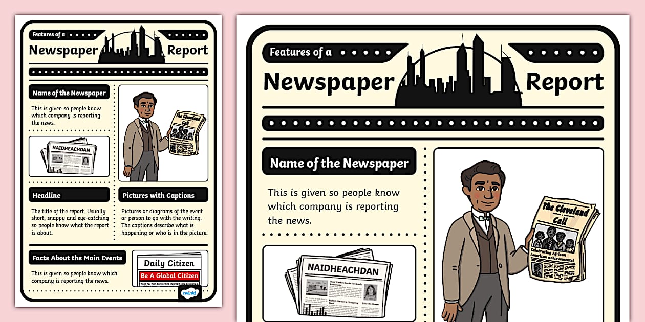 Features of a Newspaper Report Display Poster - Twinkl