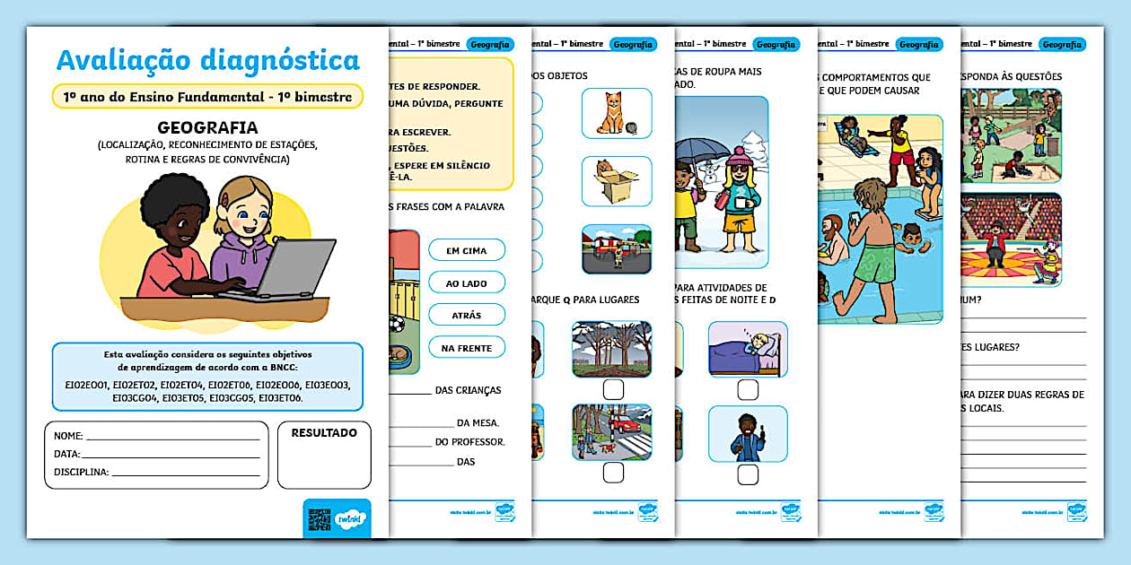 Avaliação diagnóstica de geografia - 1º ano EF (1º bimestre)