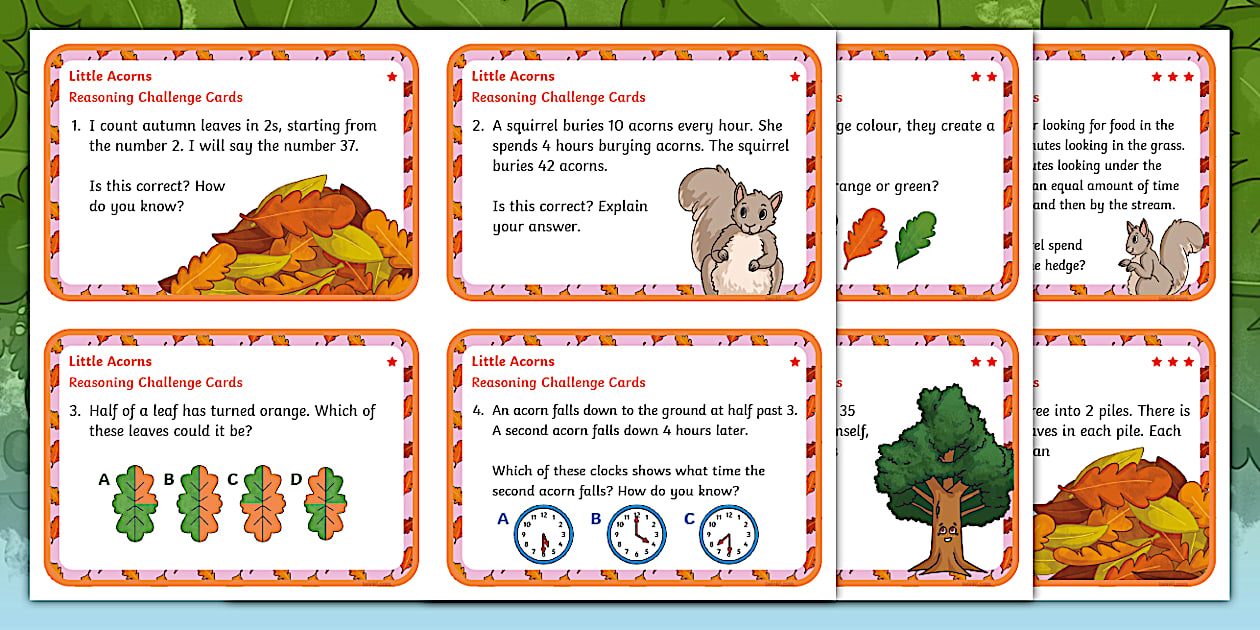 Little Acorns Year 2 Reasoning Maths Challenge Cards