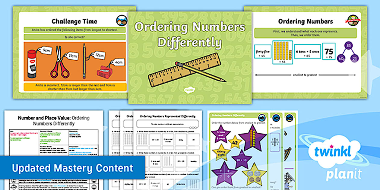 Year 2 Ordering Numbers PlanIt Maths Lesson 2 (teacher made)