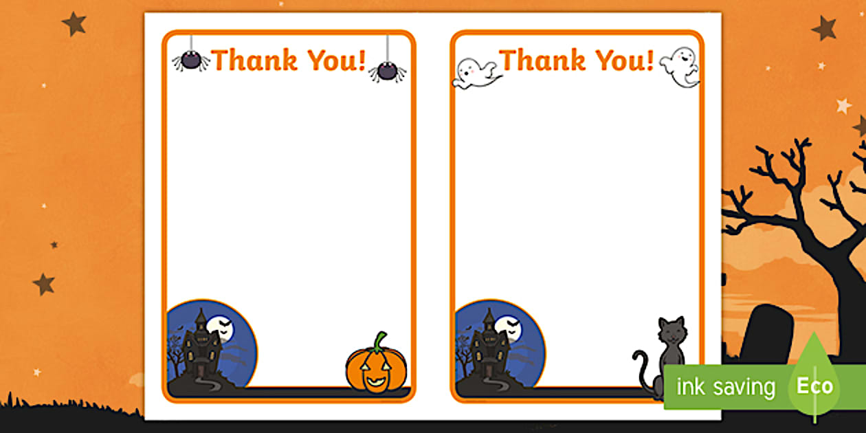 Editable Halloween Party Thank You Cards (teacher made)