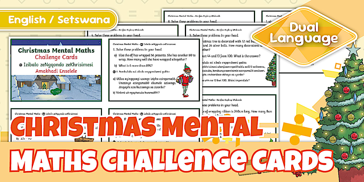 Grade 4 Maths - Term 4 - Christmas Mental Maths Challenge Cards