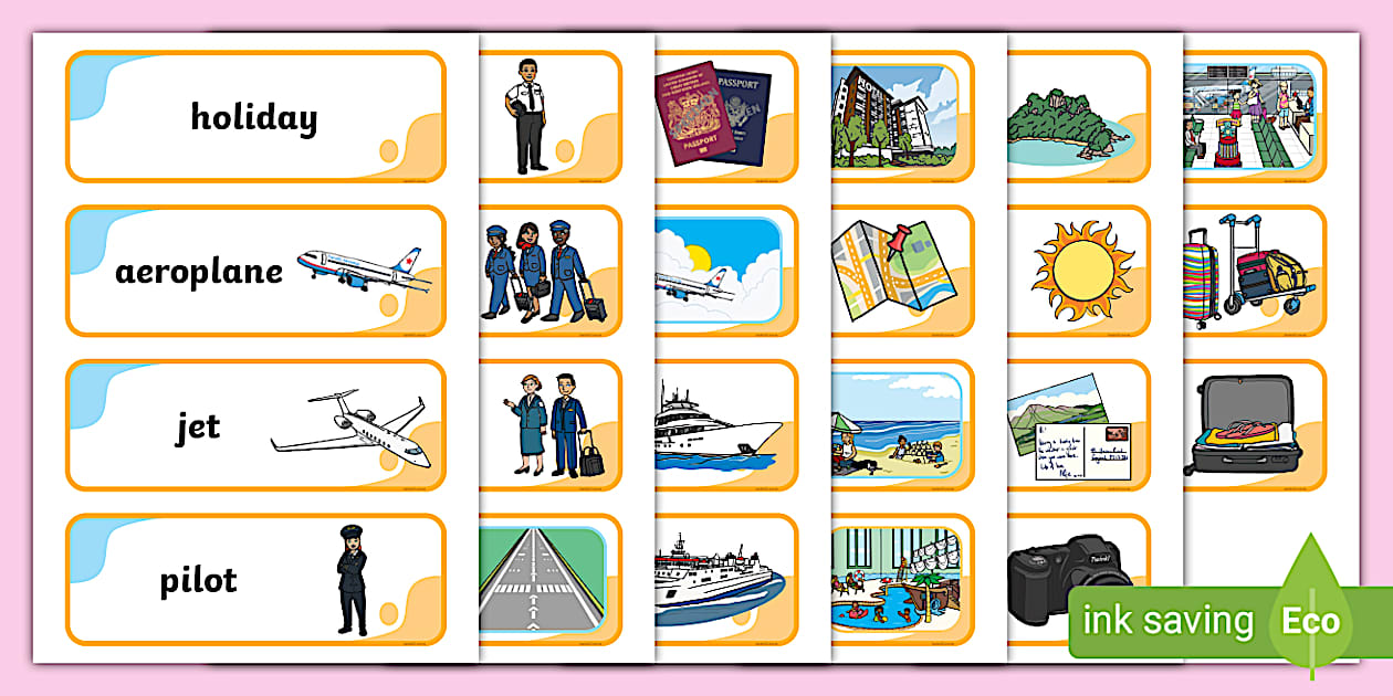 Holiday & Travel Topic Word Cards (teacher made) - Twinkl