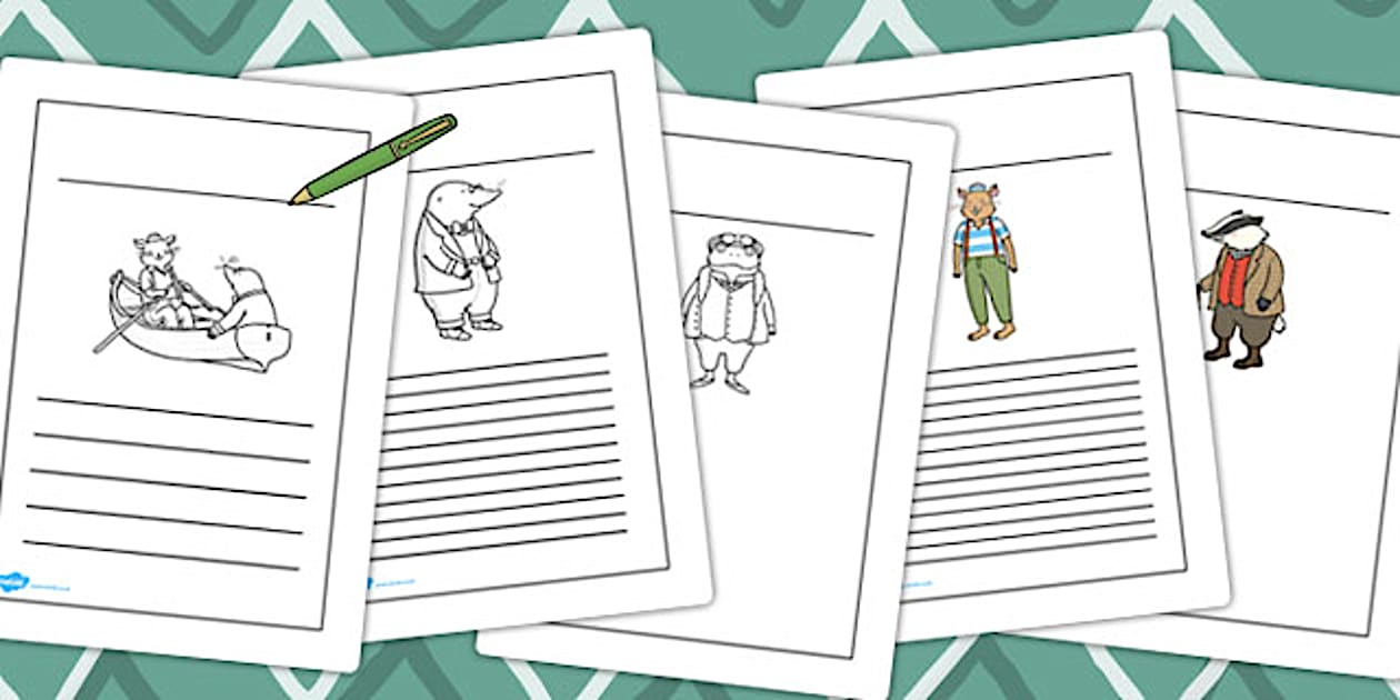 Black and White The Wind in the Willows Writing Frames