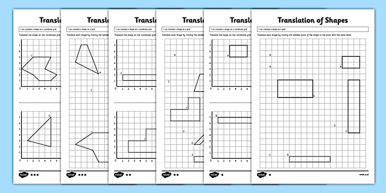 Translating Shapes Worksheets KS2 Translation Worksheets