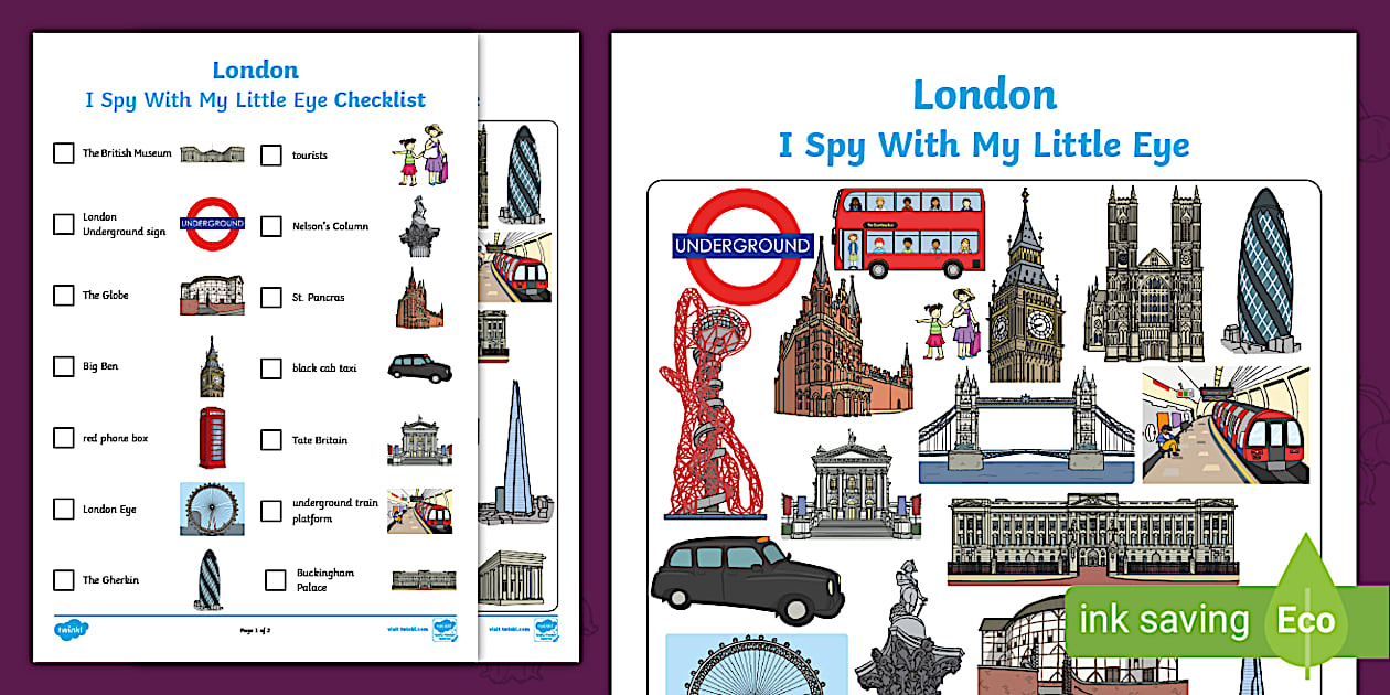 Black and White London Themed I Spy With My Little Eye Activity