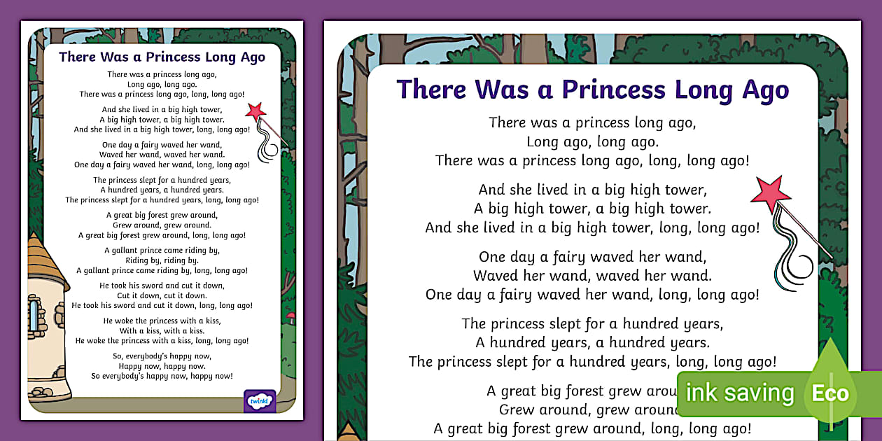 There Was a Princess Long Ago Nursery Rhyme Display Poster