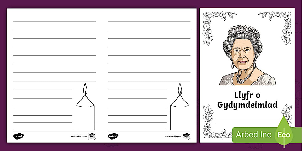 Llyfr Rala Rwdins Cofio'r Frenhines Elizabeth II: Llyfr o Gydymdeimlad
