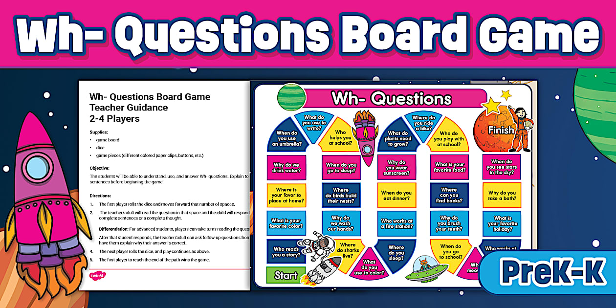 Wh- Questions Board Game for PreK-K
