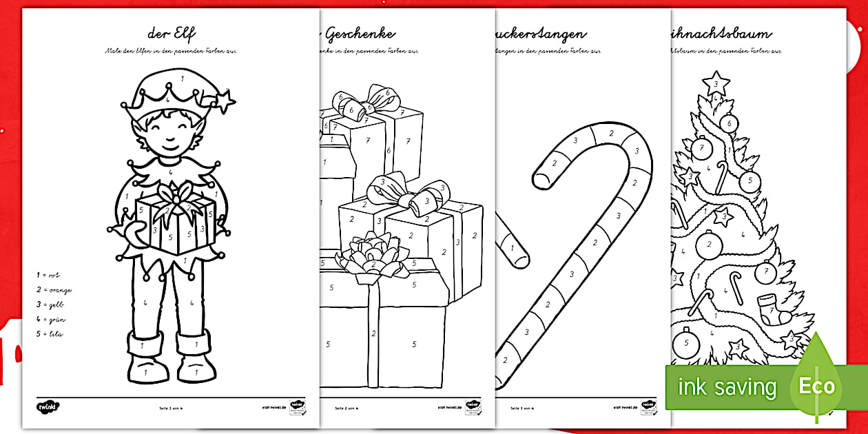 Malen I Zahlen I Arbeitsblätter I Weihnachten I ab 1. Klasse