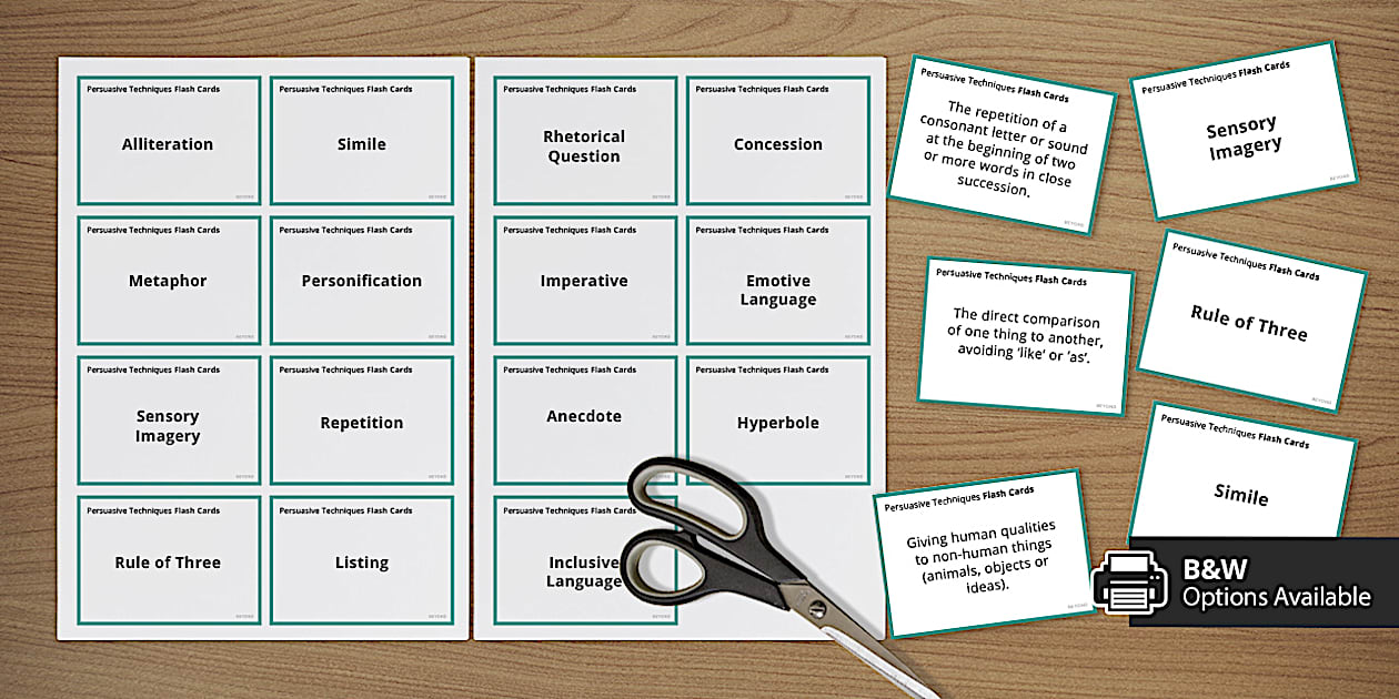 Persuasive Techniques Flashcards (teacher made) Twinkl