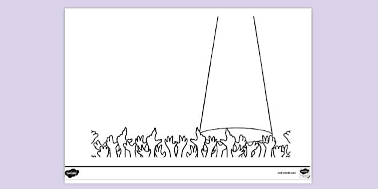 Background Spotlight With Crowd Colouring Sheet - Twinkl