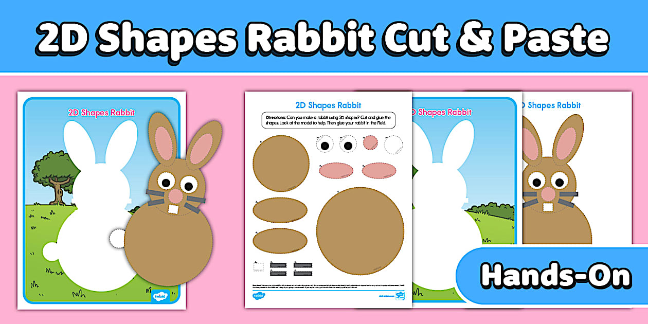 2D Shapes Rabbit Cut and Paste Activity