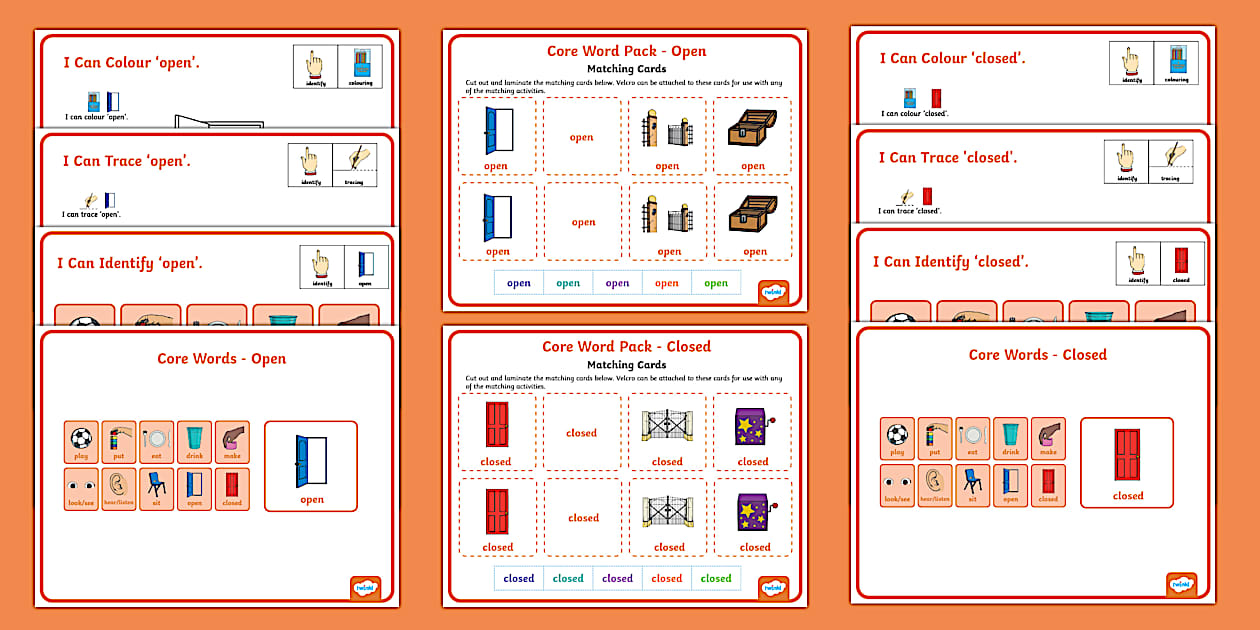 Core Word Pack - Open/Closed (teacher made) - Twinkl