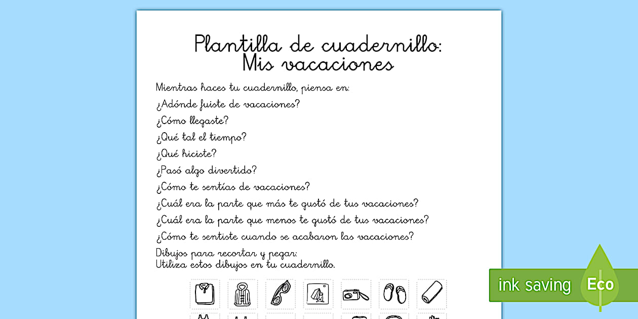 Plantilla De Cuadernillo Mis Vacaciones Teacher Made