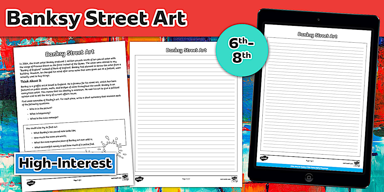 Banksy Street Art Worksheet for 6th8th Grade (teacher made)