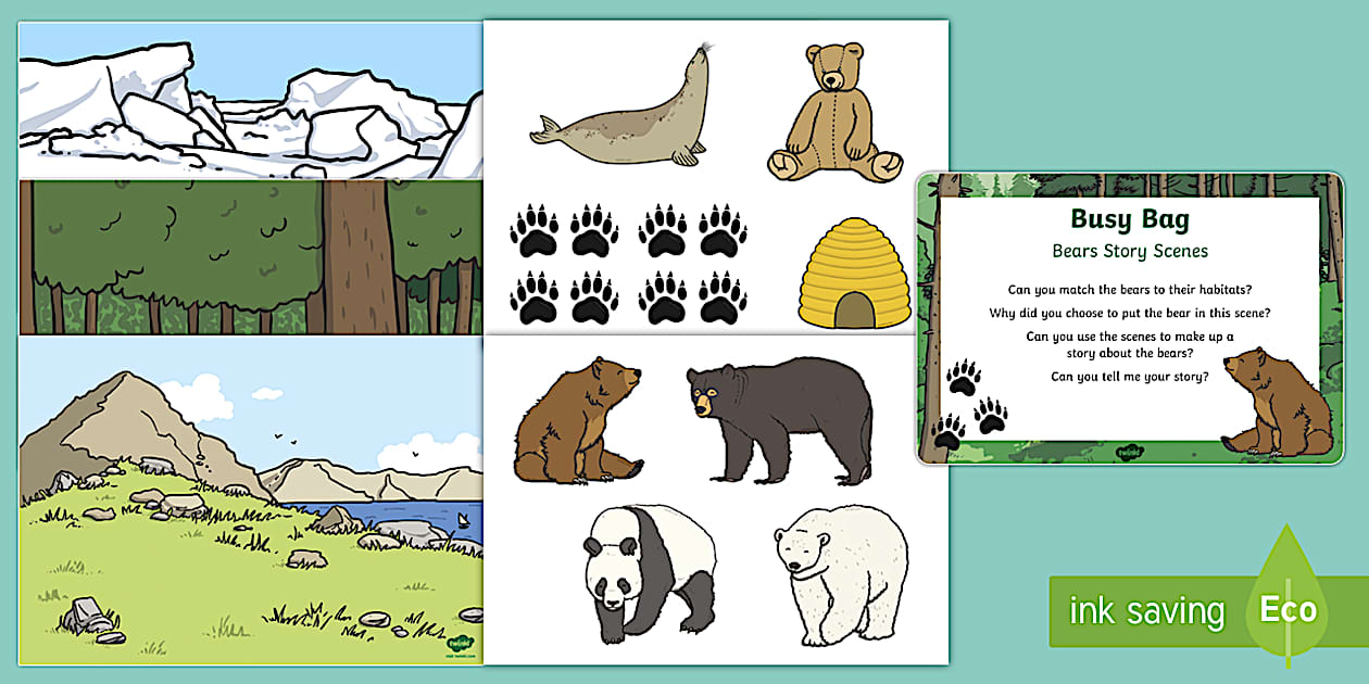 Bears Story Scenes Busy Bag Prompt Card and Resource Pack