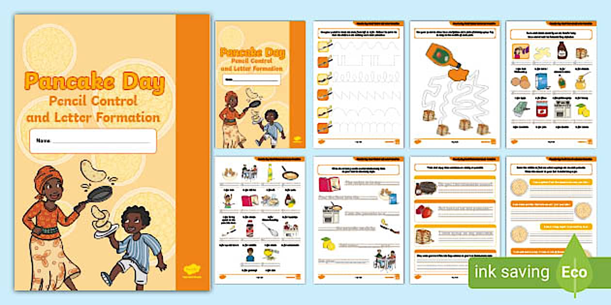 Pancake Day Pencil Control and Letter Formation Handwriting Activity ...