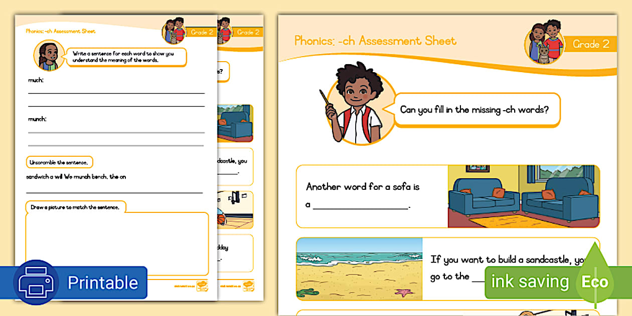 Grade 2 Phonics -ch Assessment Sheet