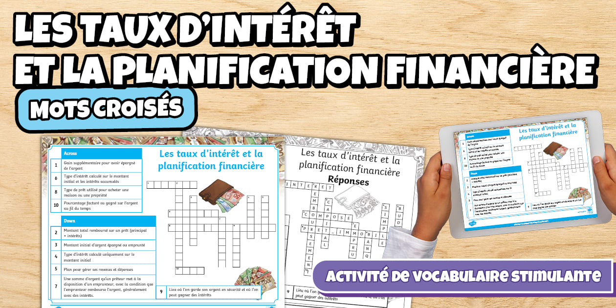 Interest Rates and Financial Planning Crossword Puzzle French