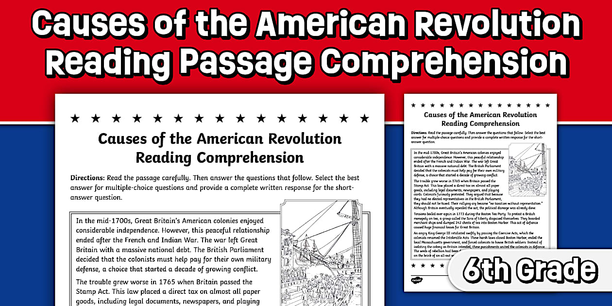 Sixth Grade Causes of the American Revolution Reading
