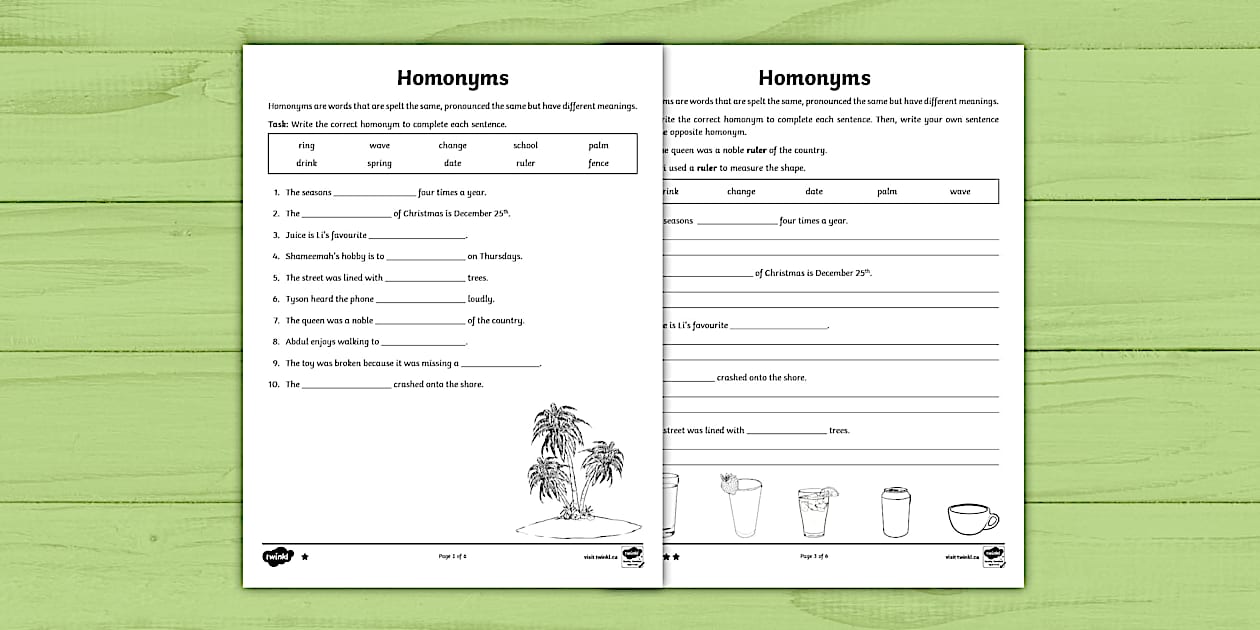 Multiple Meaning Words Worksheet I Twinkl Canada Twinkl