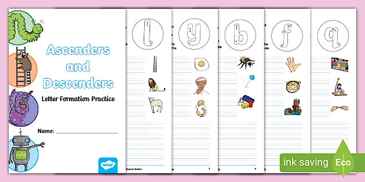 Ascenders and Descenders Handwriting Letter Formation Book