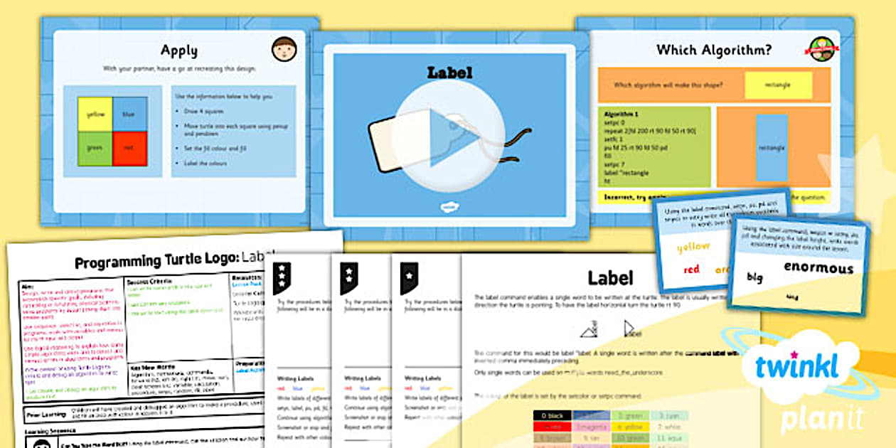 Computing: Programming Turtle Logo: Year 4 Label Lesson Pack 5