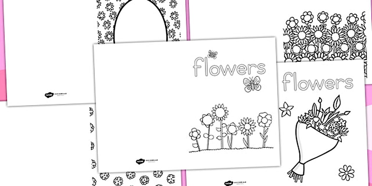 Flower Colouring Cards (teacher made) - Twinkl