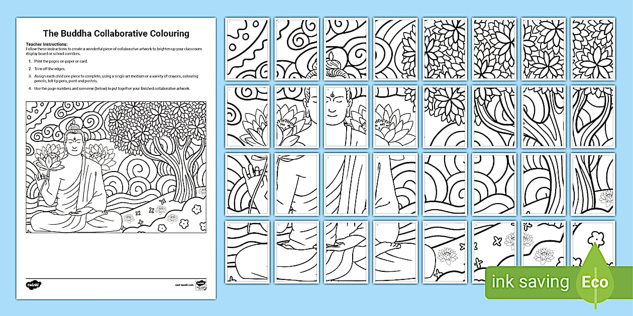 Buddha Art Collaborative Colouring Task| Twinkl Task | Vesak