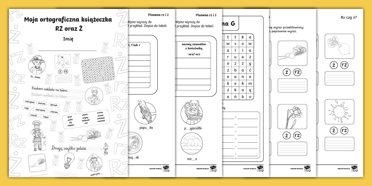 Moja książeczka z RZ i Ż | Ortograficzny zestaw kart pracy