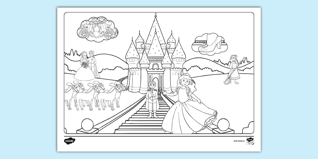 Cinderella Colouring Doodle Sheet (teacher made) - Twinkl