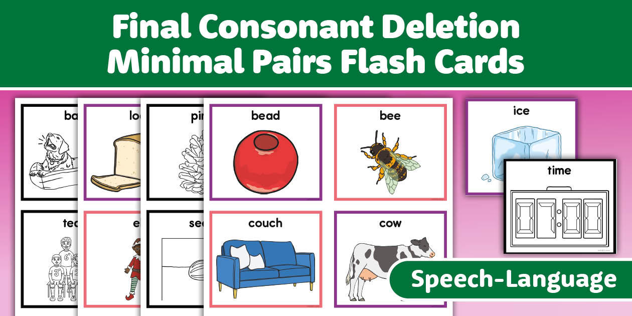Final Consonant Deletion Minimal Pairs Flash Cards for SLP