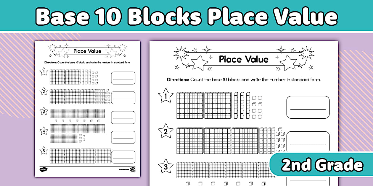 Place Value Count the Base 10 Block Math Worksheet 2nd Grade
