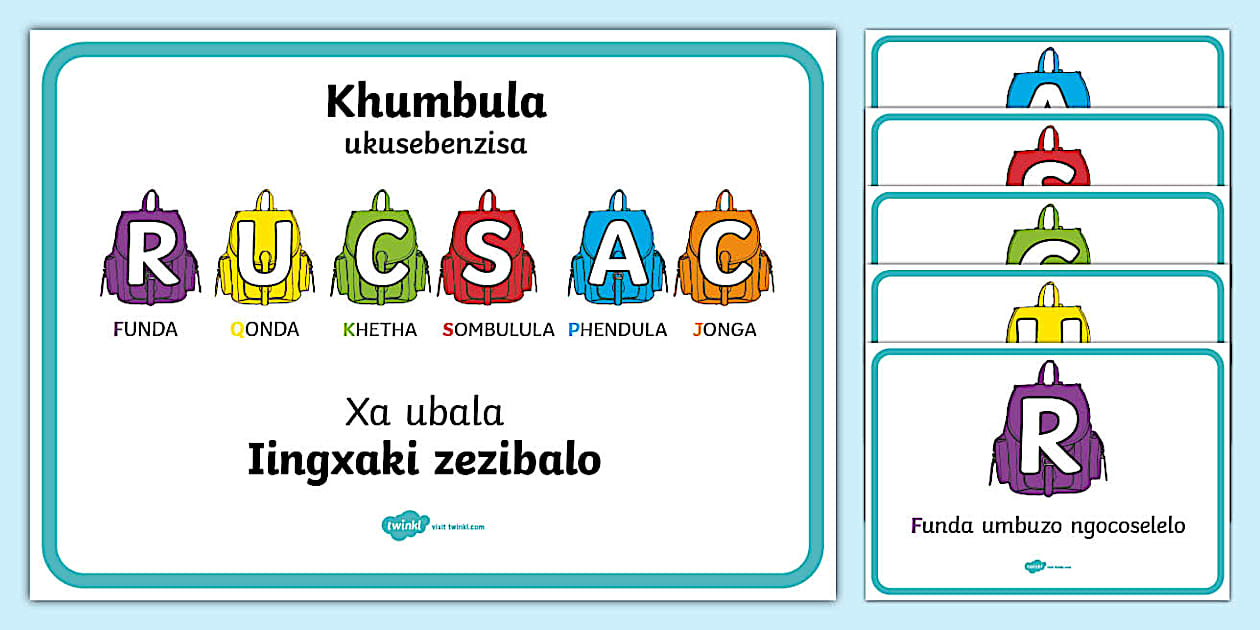 RUCSAC Prompt Posters IsiXhosa (teacher made) - Twinkl