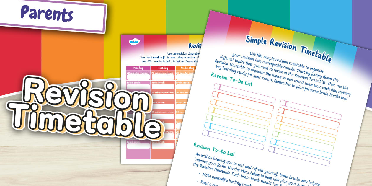 * NEW * Intermediate Phase Simple Revision Timetable Template (CAPS