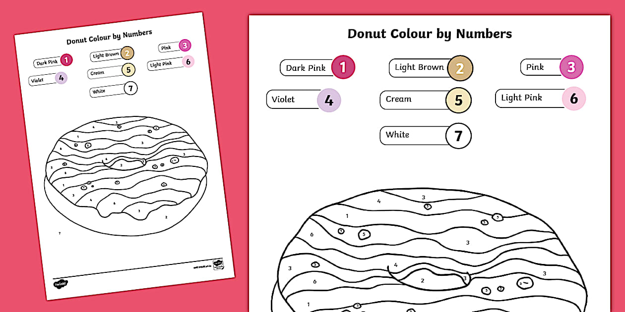 Donut Colour by Number Maths Worksheet Twinkl - Twinkl