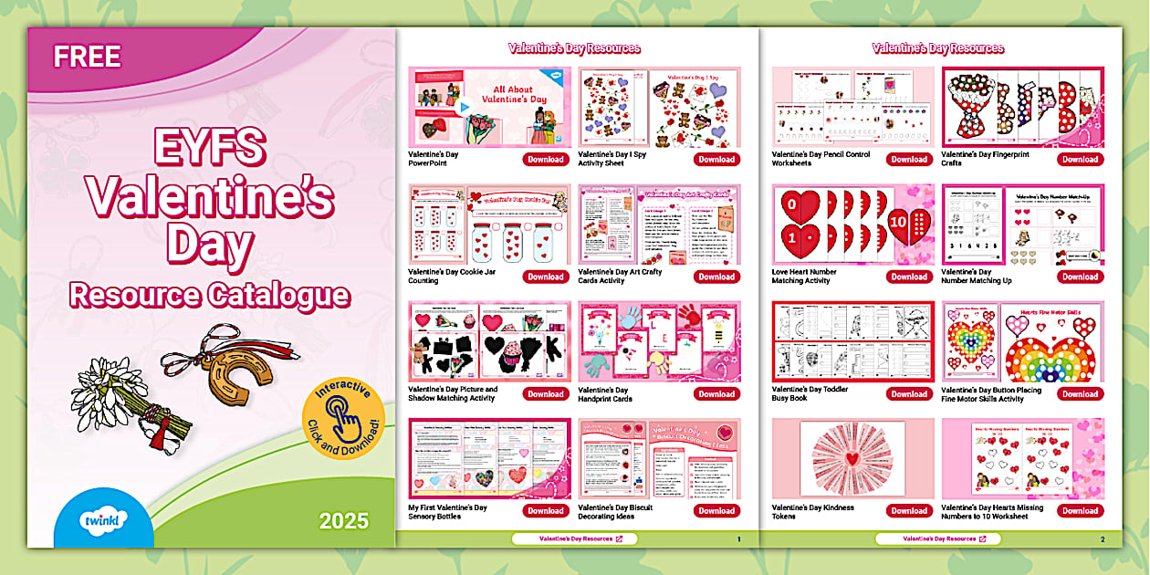 EYFS Valentine's Day 2025 Resource Catalogue (teacher made)