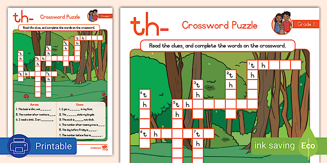 Grade 1 Crossword Puzzle th