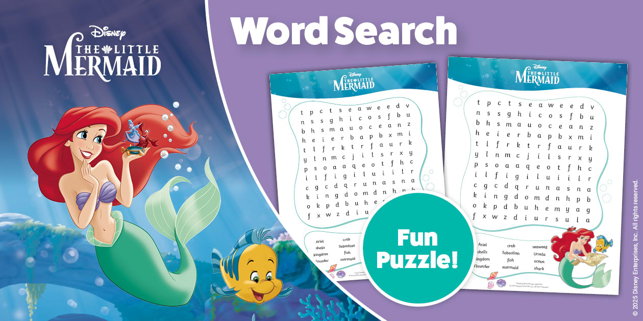 Word Finder Mer The Little Mermaid: Word Search