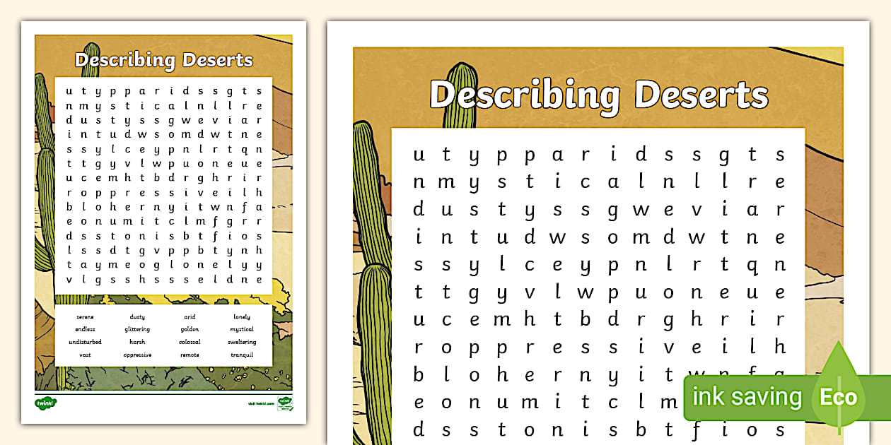 Desert Adjective Word Search - Twinkl - KS2