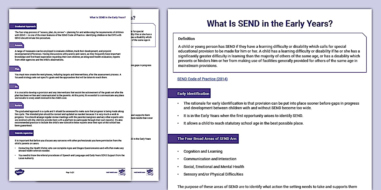 What is send in the early years teacher made twinkl