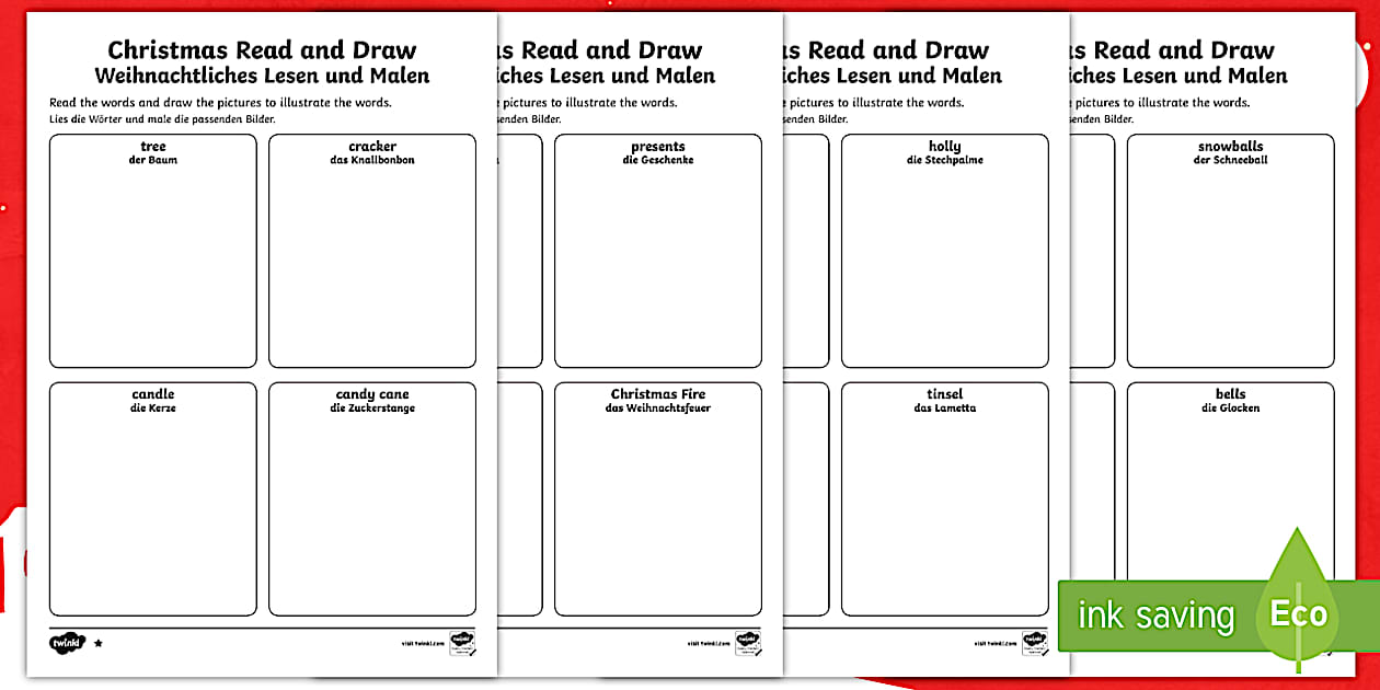 Christmas Read and Draw Differentiated Worksheet / Worksheets English ...