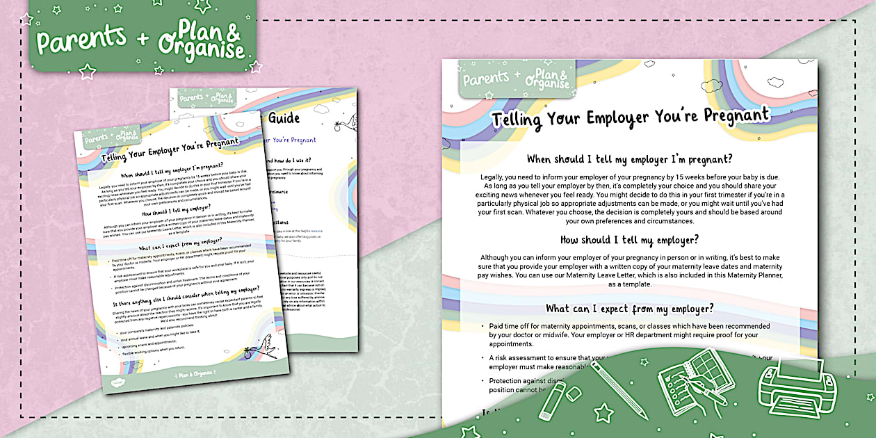Telling Your Employer You #39 re Pregnant Maternity Leave Planner