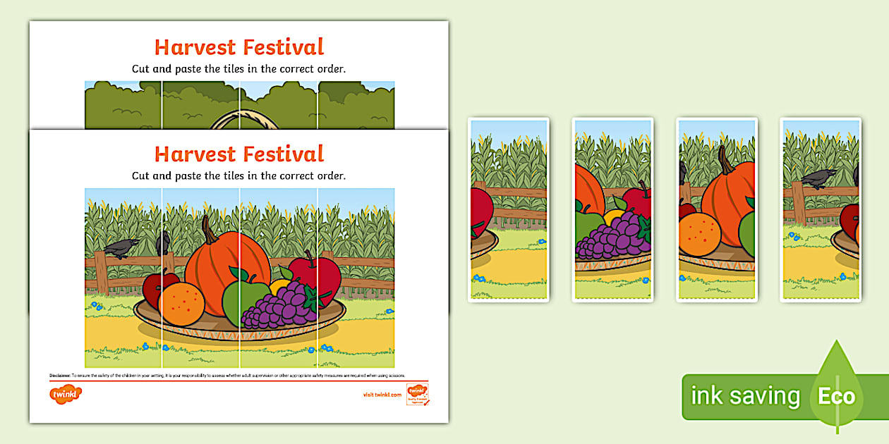 Harvest Festival Puzzle Strips (teacher made) - Twinkl