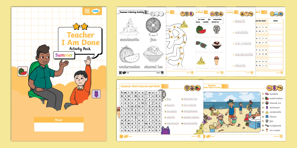 Teacher I Am Done Activity Pack | Summer | Lv.2