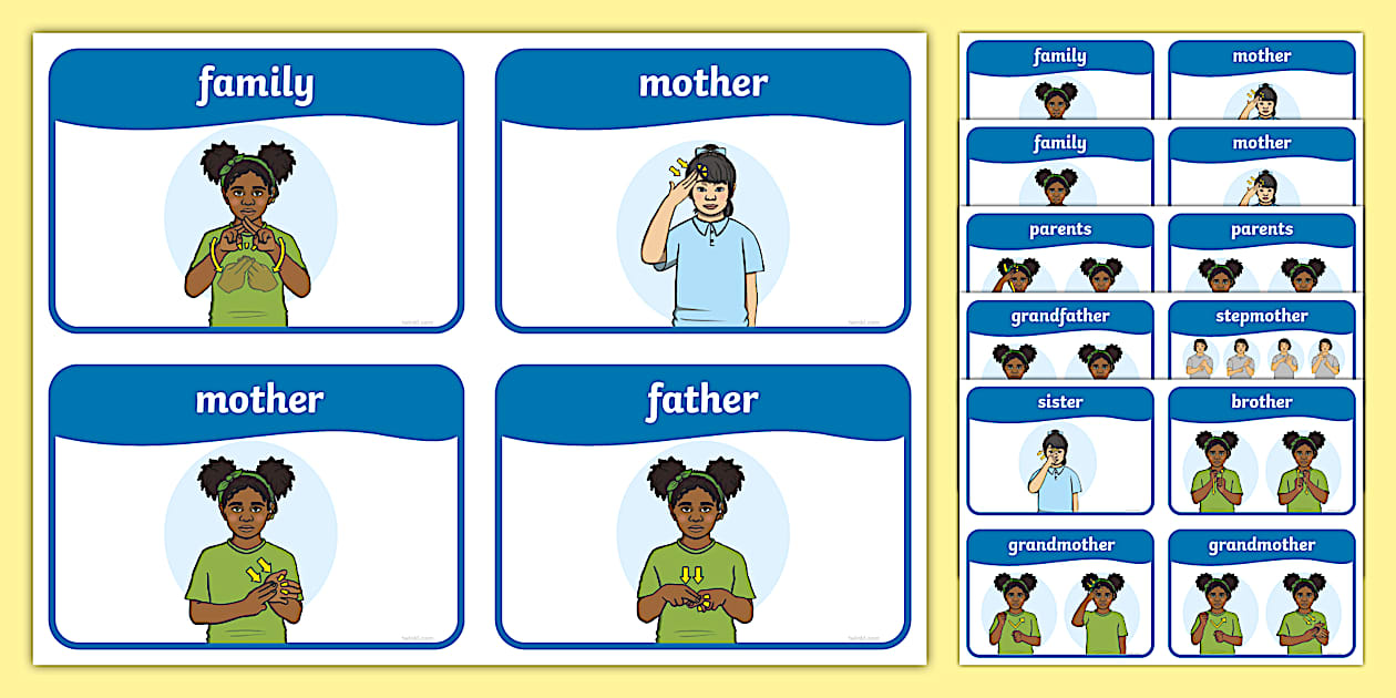 Auslan Family Word Cards (Lehrer gemacht) - Twinkl