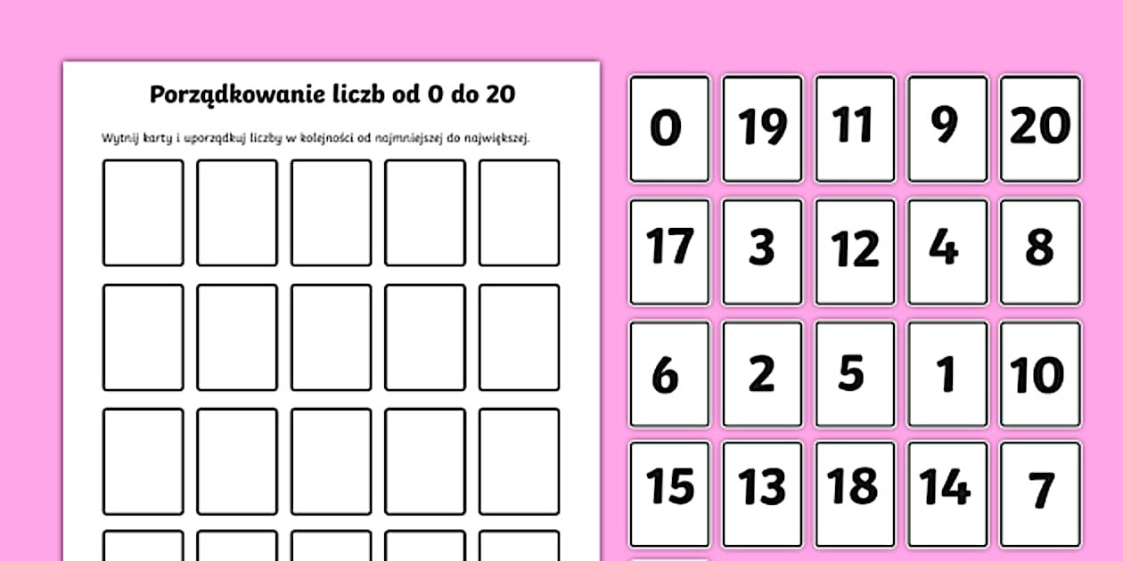 Karta Porządkowanie liczb 0 - 20 (Teacher-Made) - Twinkl